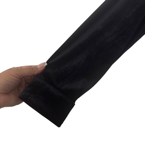 Preston & York Women Black Velvet Button-Up Shirt Blouse Sz L - Picture 12 of 15